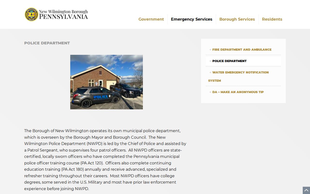 New Wilmington Police Department arrest-record source